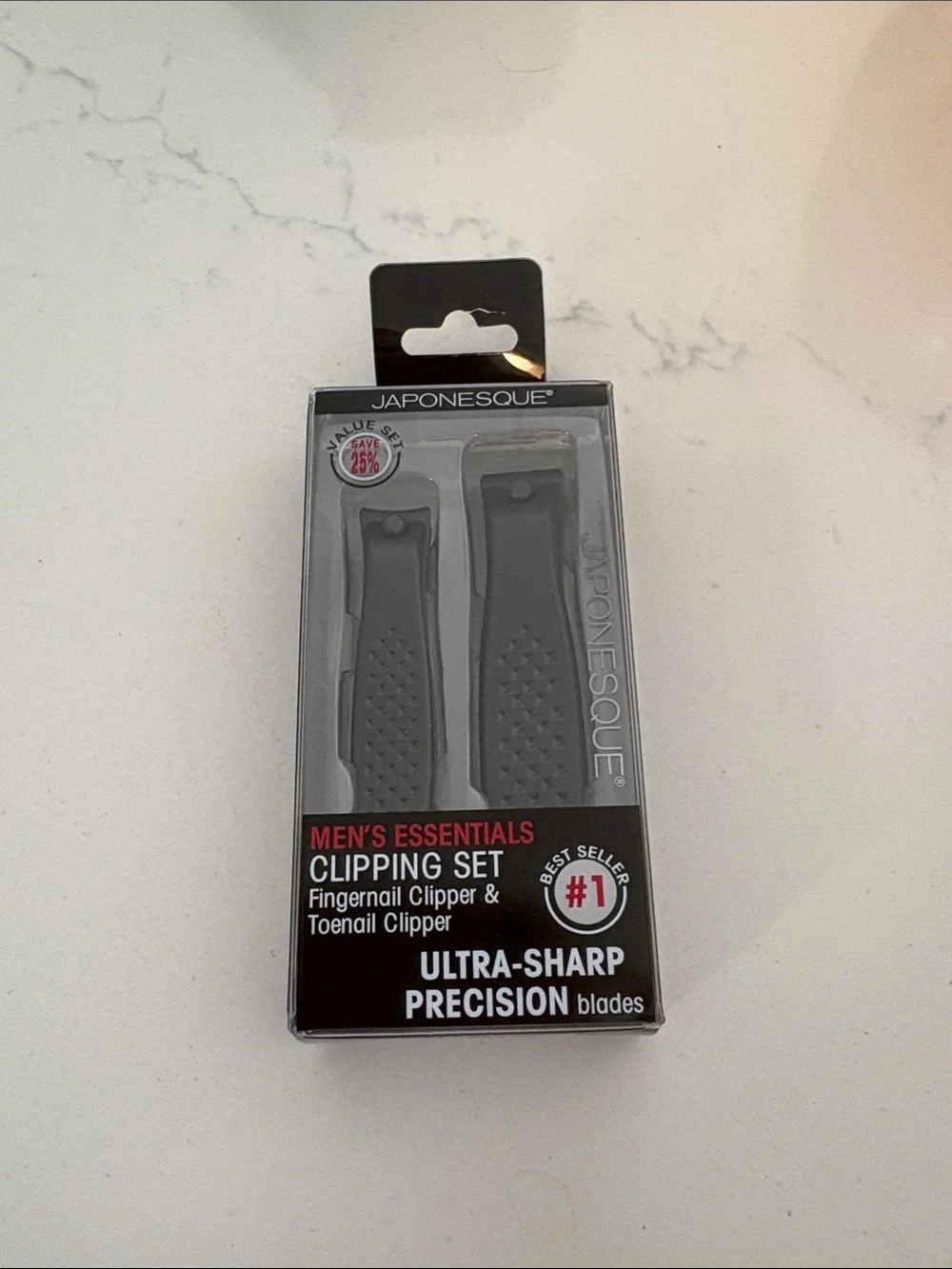 Japonesque Men’s Essentials Black Fingernail & Toenail Clipper Set